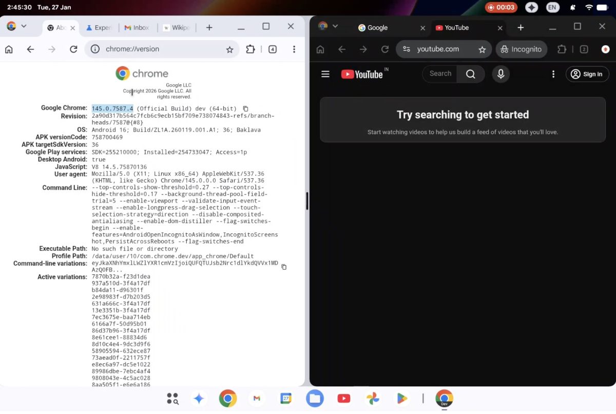 Androidin uusi tietokoneille kehitetty Aluminium OS -työpöytänäkymä tuli ilmi odottamattomasti.0