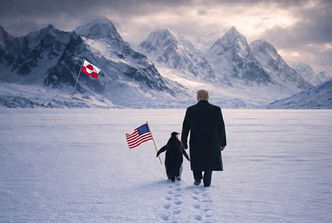 WH jakaa tekoälyn luoman kuvan Grönlannista arktisen kiinnostuksen lisääntyessä. 1