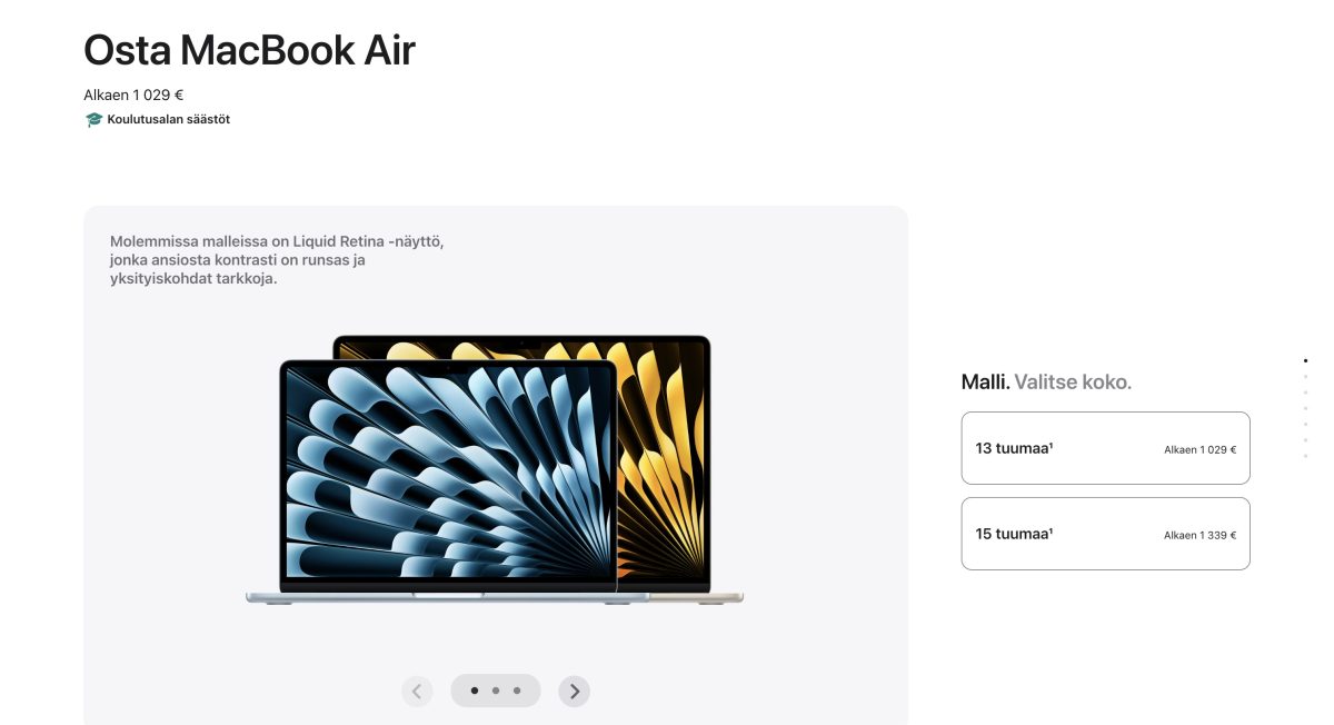 Apple muutti merkittävästi Mac-tietokoneiden hankintaprosessia verkkosivustollaan.0
