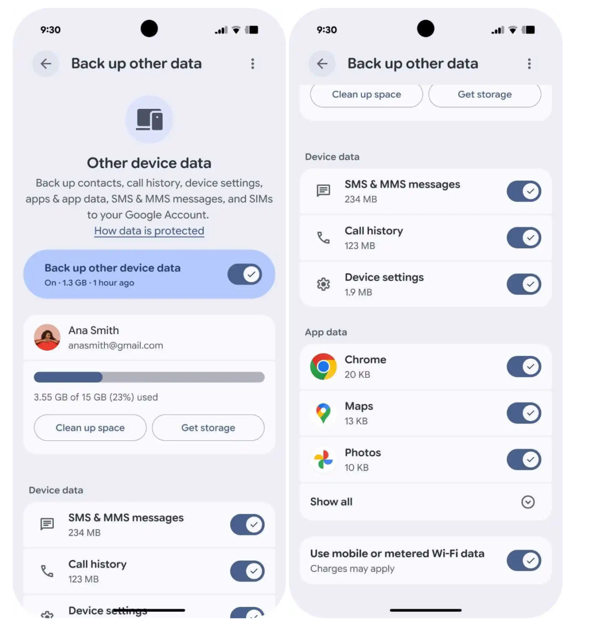 Androidin varmuuskopiointiin päivitys: kaikki tiedot vievät nyt Google-tilin tallennustilaa.1