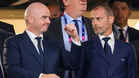 Fifan puheenjohtaja Gianni Infantino ja Uefan puheenjohtaja Aleksander Čeferin.
