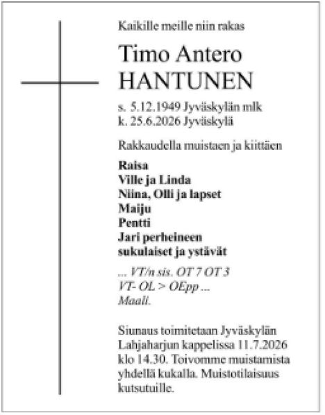 Timo Hantunen kuoli aggressiiviseen syöpään – kuolinilmoituksessa koskettava kunnianosoitus rallinuottein 4 Timo Hantunen kuoli aggressiiviseen syöpään – kuolinilmoituksessa koskettava kunnianosoitus rallinuottein 3